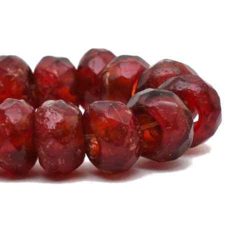 6x9mm Etched Ruby w/Copper Czech Roller Bead - 12 pieces - 7481ROC14 - Image 7