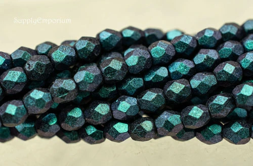 4mm Polychrome Indigo Orchid Czech Fire Polish Round - 50 Pieces - 1890RRR