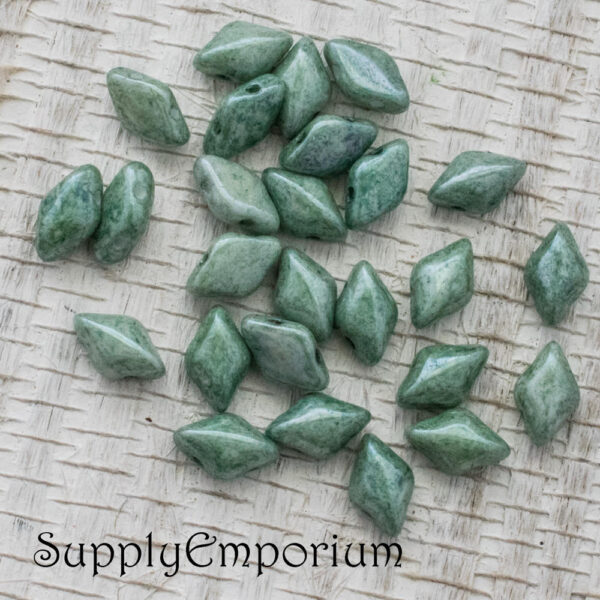 8x5mm Luster Stone Green Czech GemDuo - 10 Grams - 1905