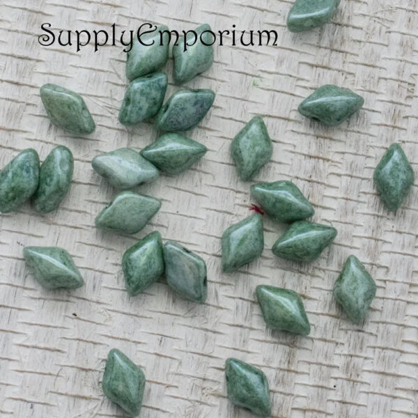 8x5mm Luster Stone Green Czech GemDuo - 10 Grams - 1905 - Image 4