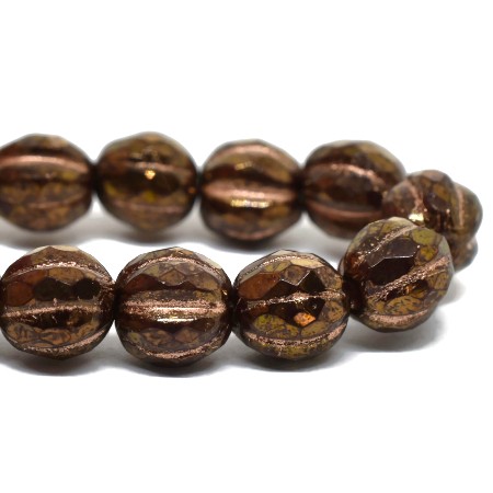 6mm Bronze w/Copper Wash Czech Melon Round - 25 pieces - 3233RR