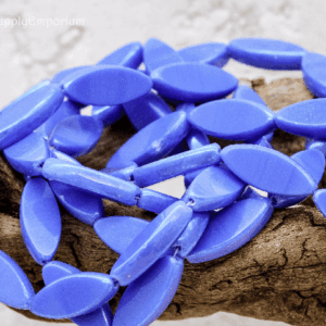 indigo AB Czech spindle beads 18x7mm elongated blue glass beads with iridescent finish