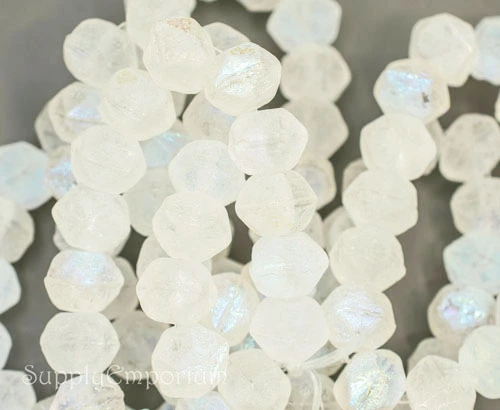 10mm Trans Glass w/ Etched AB Finish Czech English Cut Round - 6 pieces - 2088R - Image 3