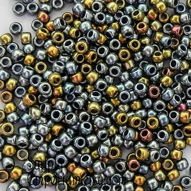 6/0 Toho Seed Beads - Galvanized Blue Gold, 6-721 (10 Grams) 2094 - Image 3