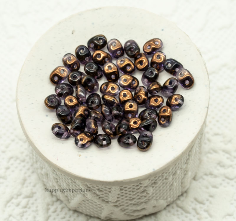 Tanzanite Semi Bronze Luster Czech SuperDuo, 2.5x5mm 2-Hole Oval Beads - 12 grams - 2103