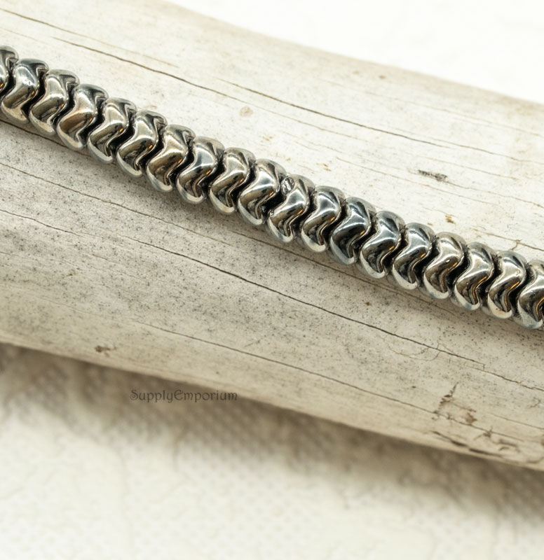 6mm Jet Chrome Czech Snake Bead - 40 Pieces - 2244