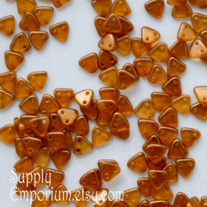 6mm czechmates 2 hole triangle beads halo sandalwood
