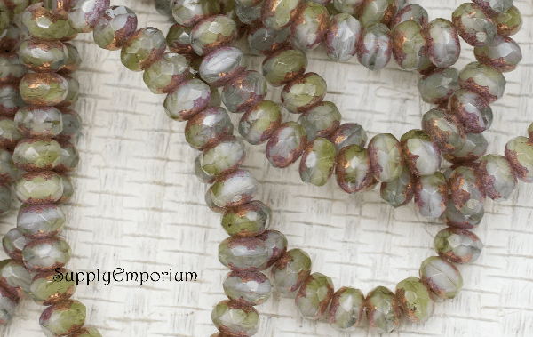 3x5mm Peruvian Opal Mix w Bronze Czech Rondelle - 30 Pieces - 2608R