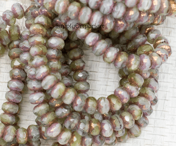 3x5mm Peruvian Opal Mix w Bronze Czech Rondelle - 30 Pieces - 2608R - Image 2