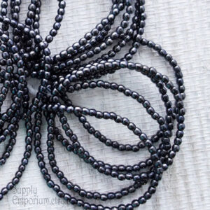 3mm gunmetal hematite Czech druk round glass beads dark metallic finish