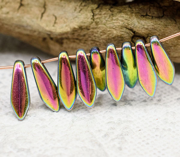 5x16mm Jet Vitrail Full Czech Dagger - 24 pieces - 2739R - Image 2