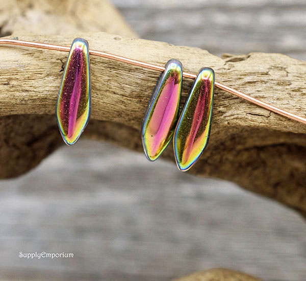 5x16mm Jet Vitrail Full Czech Dagger - 24 pieces - 2739R - Image 7