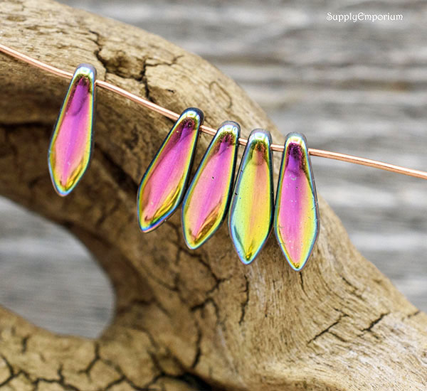 5x16mm Jet Vitrail Full Czech Dagger - 24 pieces - 2739R - Image 5