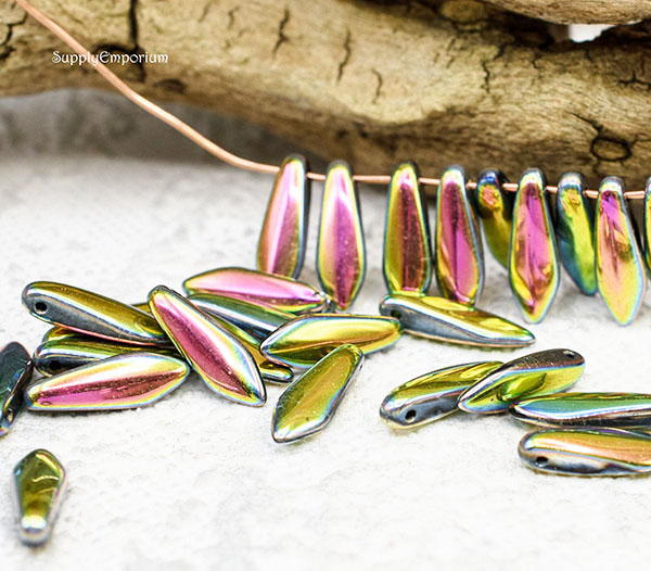 5x16mm Jet Vitrail Full Czech Dagger - 24 pieces - 2739R - Image 4