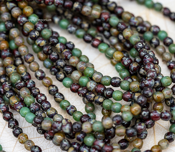 4mm Jade/Red Mix Czech Druk - 50 pieces - 2812 - Image 2