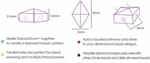 2 hole Pastel Aqua Czech DiamonDuo - 9 grams - 2833 - Image 3