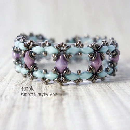 2 hole Pastel Aqua Czech DiamonDuo - 9 grams - 2833 - Image 2