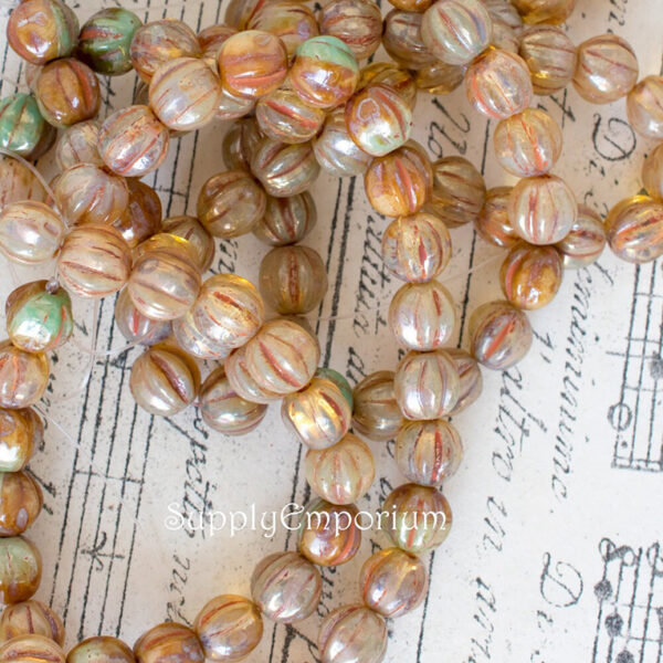 6mm Champagne Mix Picasso Czech Melon Round - 25 pieces - 2850 - Image 3
