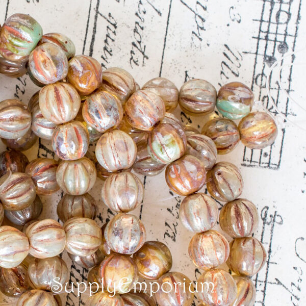 6mm Champagne Mix Picasso Czech Melon Round - 25 pieces - 2850 - Image 4