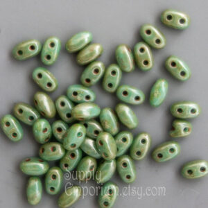 2.5x5mm czech superduo beads green turquoise picasso smooth outline