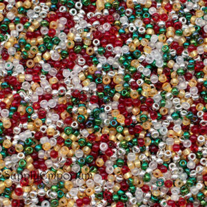 11/0 seed bead mix in red, green, white, and festive holiday tones