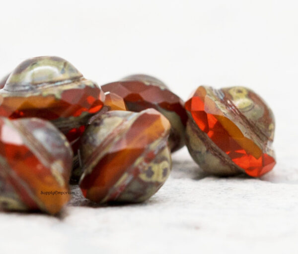 8x10mm Trans And Op Brick Orange Picasso Czech Saturn - 15 pieces - 3055