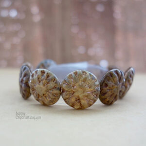 14mm czech dahlia flower beads champagne mix