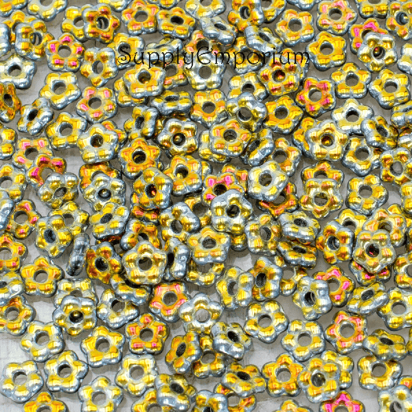 5mm Jet Marea Full Czech Forget Me Not Flower - 50 pieces - 3209R