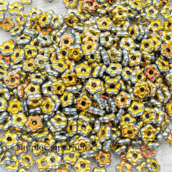 5mm Jet Marea Full Czech Forget Me Not Flower - 50 pieces - 3209R - Image 3