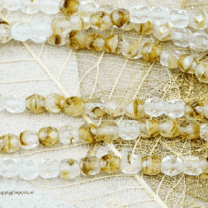 4mm light brown tortoise shell Czech fire polished round glass beads