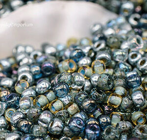 6/0 seed bead mix in water spirit colors featuring blue, gray, silver, and cool-toned hues