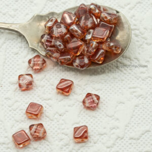 6mm czech silky beads crystal dark apricot