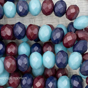 6x8mm Czech Rondelle Beads Pale Blue Indigo Mix