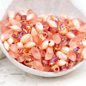 4x7mm Miyuki long magatama beads in soft peach and blush tones