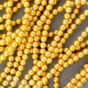 4mm Czech pearl beads in Sunglow color, round glass pearl beads