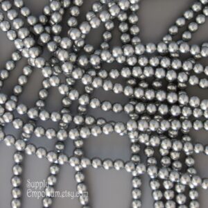4mm silver Czech pearl glass beads