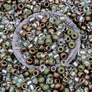 8/0 seed bead mix nature spirit green brown earthy glass beads jewelry making