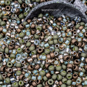 6/0 seed bead mix nature spirit green brown earthy glass beads jewelry making