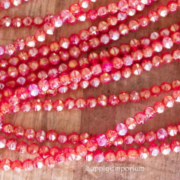 3mm Luster Iris Ruby Czech English Cut Round - 50 pieces - 4000