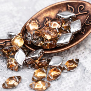 8x5mm Czech GemDuo beads backlit peach 40 pieces