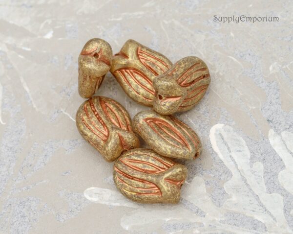16x11mm Copper Washed Crystal Czech Tulip - 12  Pieces - 4073R - Image 4