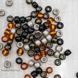 3/0 Toho seed bead mix in brown, copper, amber, gray, and earthy tones with a rustic western palette