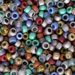 8/0 Toho seed bead mix in soft neutral tones with muted multicolor accents