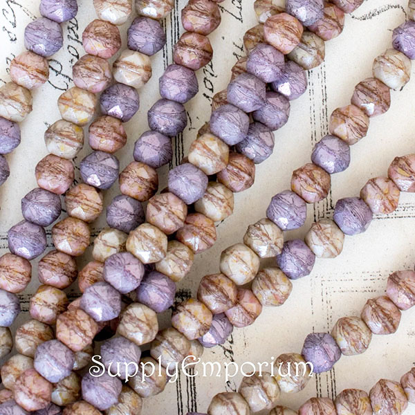 4mm Grape Apricot Willow Mix Czech English Cut Round - 50 Pieces - 4111 - Image 2