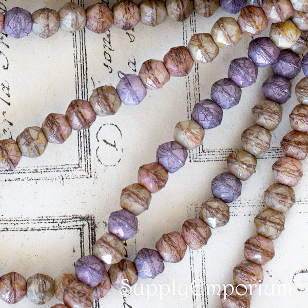 4mm Grape Apricot Willow Mix Czech English Cut Round - 50 Pieces - 4111