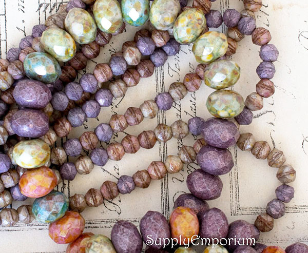 4mm Grape Apricot Willow Mix Czech English Cut Round - 50 Pieces - 4111 - Image 4