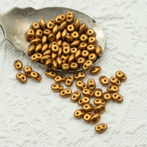 2.5x5mm czech superduo beads satin metallic goldenrod