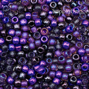 6/0 Toho seed bead mix in deep purple, plum, violet, and iridescent tones with a rich dramatic palette