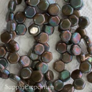 6mm czech honeycomb 2 hole beads hodge podge seafoam nebula