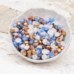 4x2mm Czech teacup beads in soft blue, white, and pastel glass tones